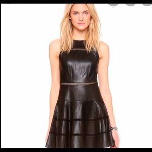 TIBI 100% Lambskin Leather Dress Size 10/8 Black
